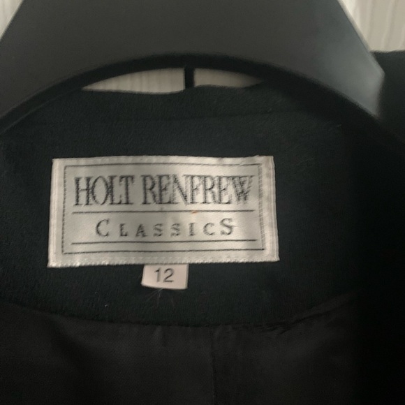 Holt Renfrew Vintage Pure Virgin Wool Black Blazer (12) - Picture 2 of 4